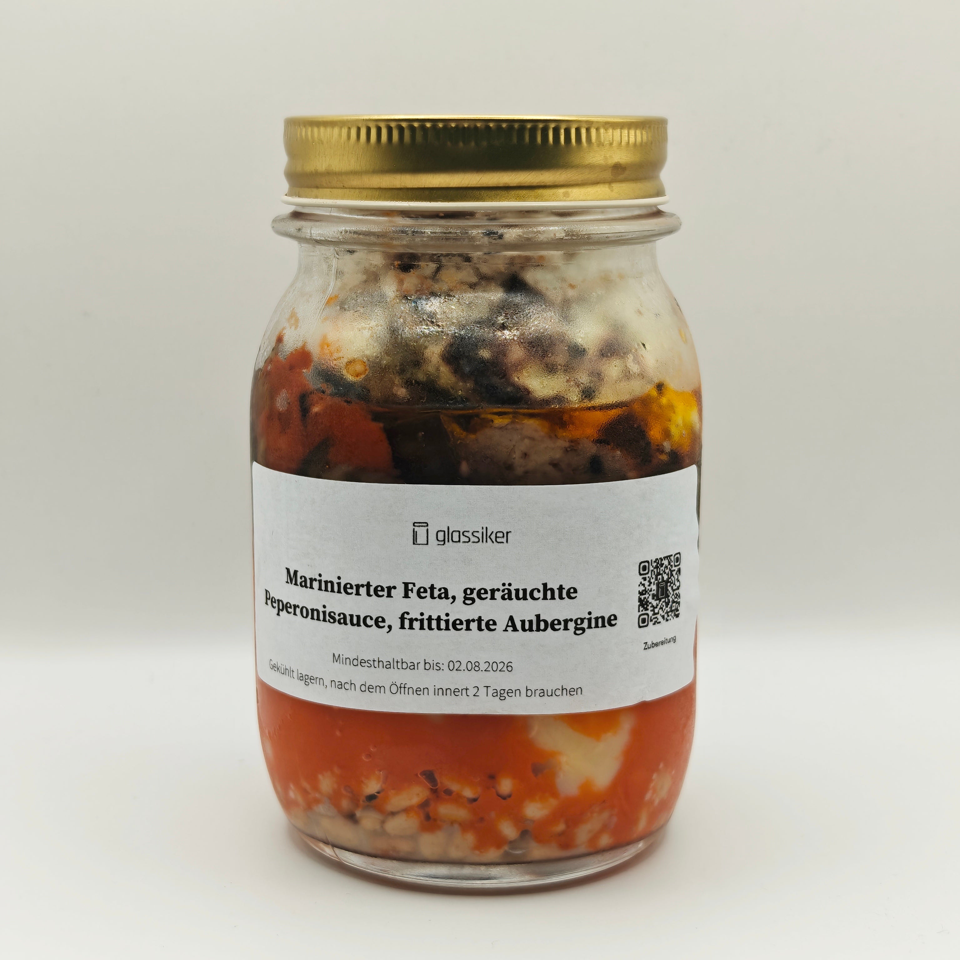 Marinierter Feta mit geräuchter Peperoni Sauce