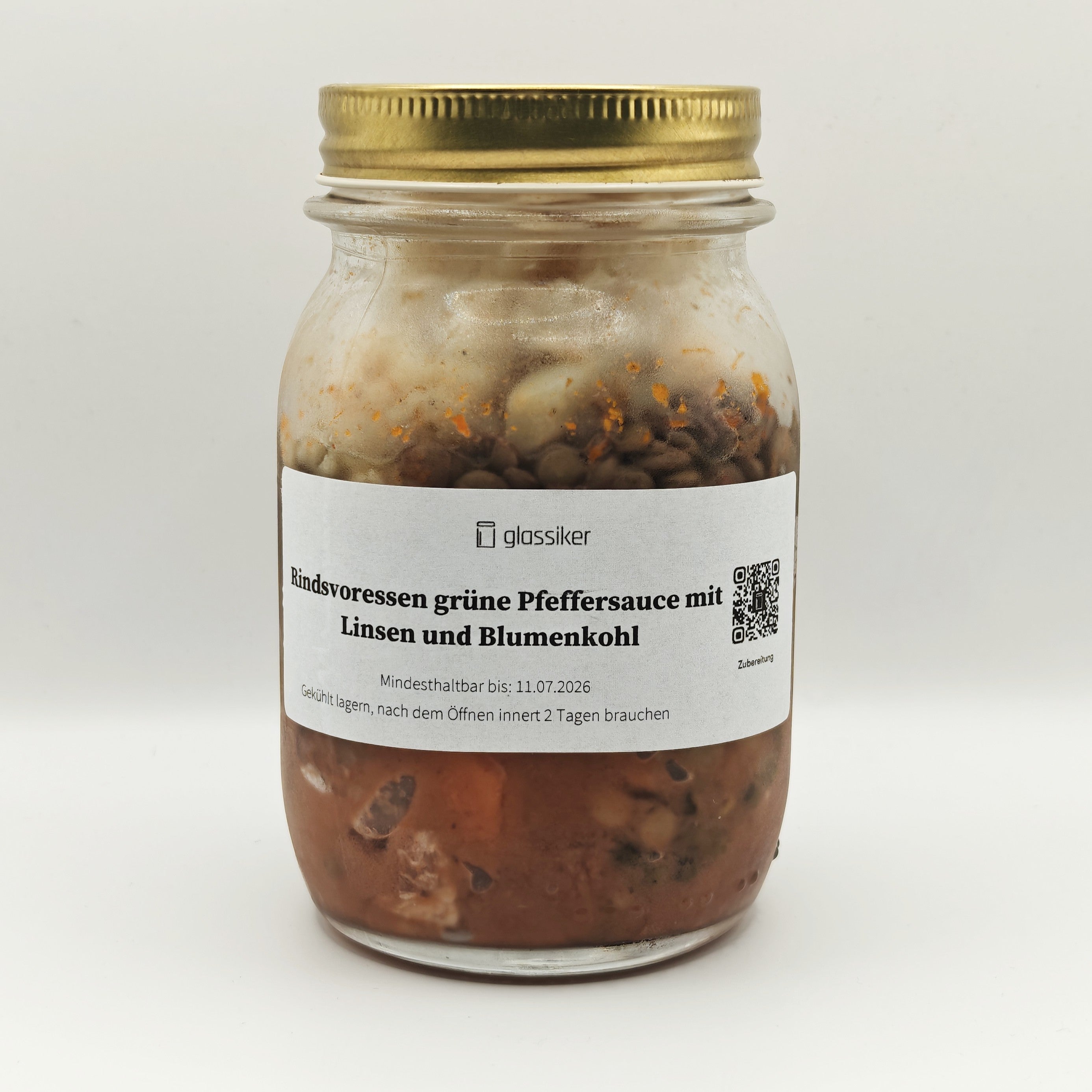 Rinds Voressen mit grüner Pfeffersauce