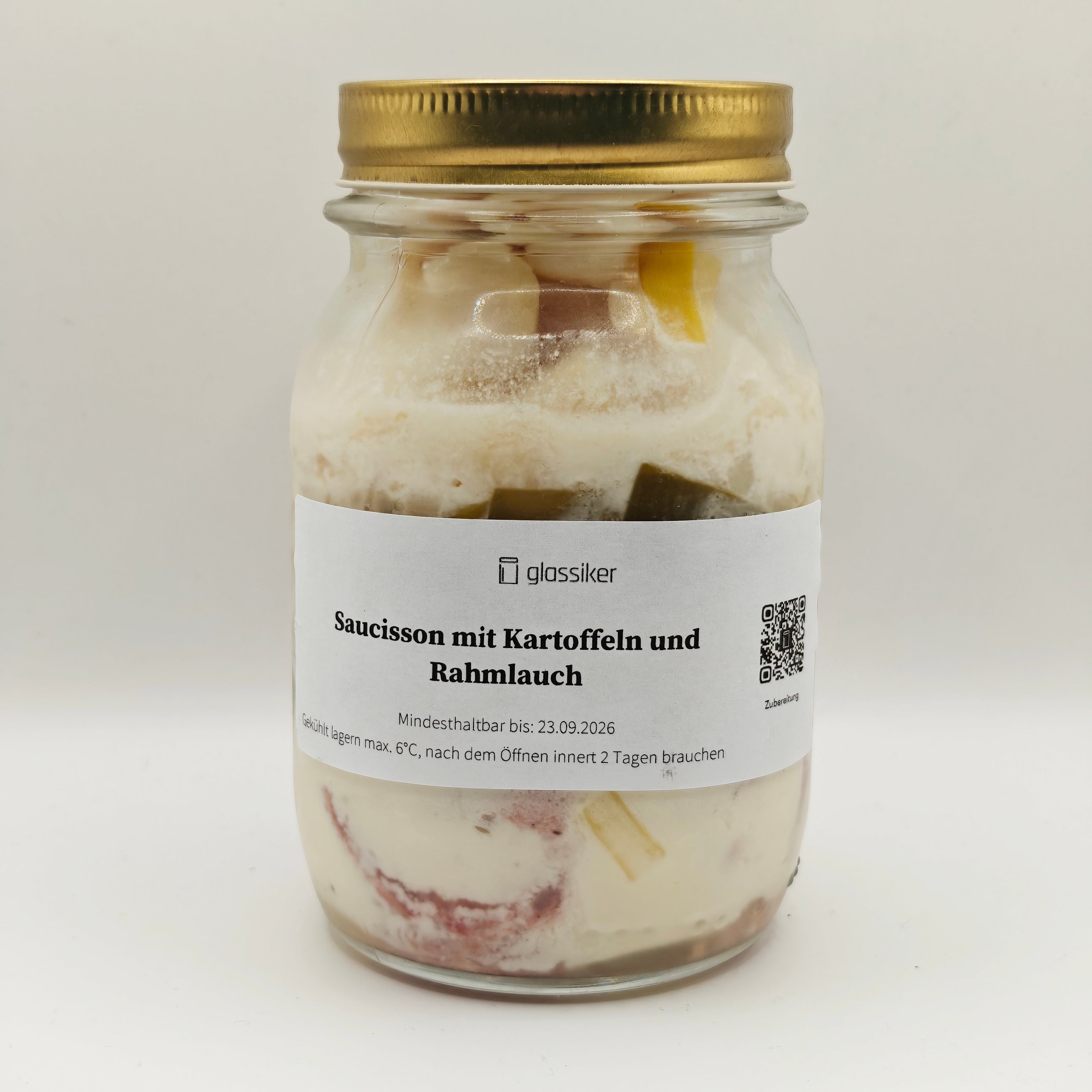 Saucisson mit Kartoffeln und Rahmlauch